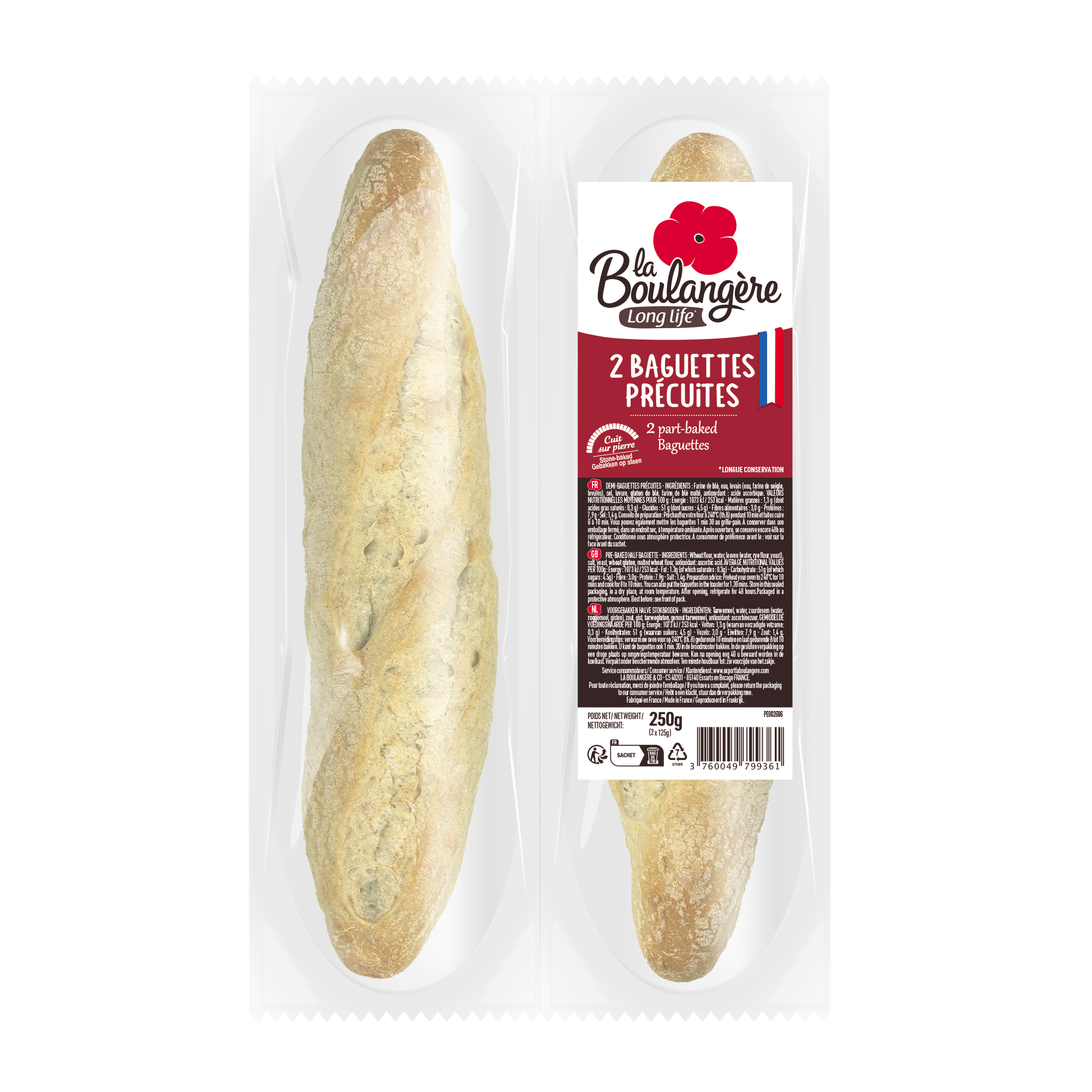 Plain Stone Oven Part-Baked Baguette (twin pack)